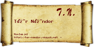 Tér Nándor névjegykártya